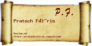 Pratsch Fóris névjegykártya